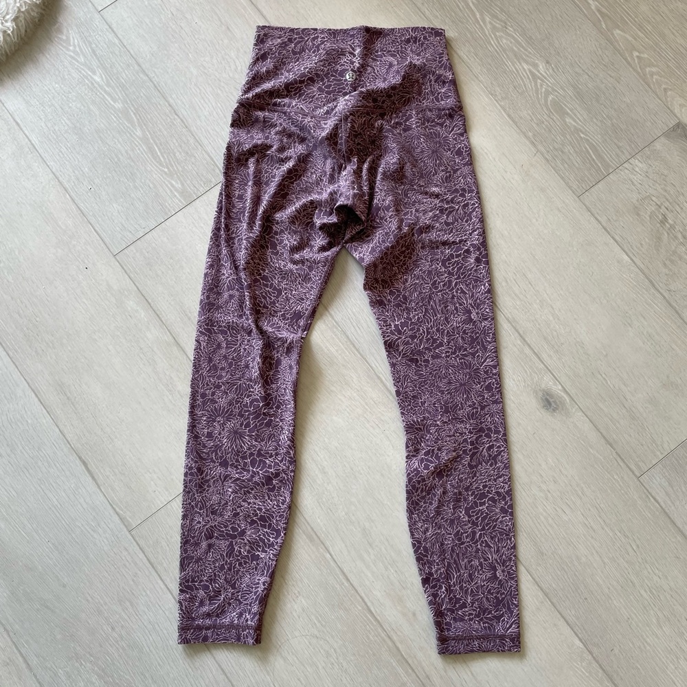 Lululemon Align 25” Purple Floral Leggings Pants Sz 4 - Picture 2 of 3